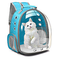 Рюкзак-переноска для кошек и собак, прозрачный, водонепроницаемый, до 7 кг, голубой