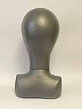 Манекен дитячої голови з бюстом безликий сірий, фото 2