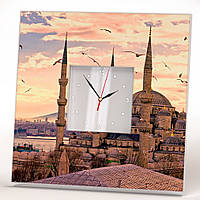 Часы с фото "Стамбул. İstanbul" мечеть, декор подарок для спальни, гостинной путешественника, туриста
