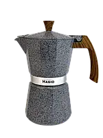 Кофеварка гейзерная Magio MG-1011 6 чашки 300мл алюминиевая черная