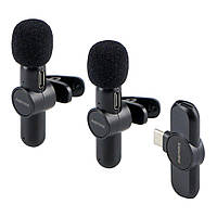 Микрофон петличка type-c беспроводной Remax K10 2шт для смартфона, Петличный микрофон беспроводной