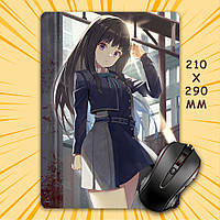 Килимок для мишки А4 - 210x290 мм Lycoris Recoil / Лікоріс Рекоіл 002