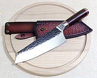 Кованый кухонный нож шеф Киритсуке ручной работы с кожаным чехлом