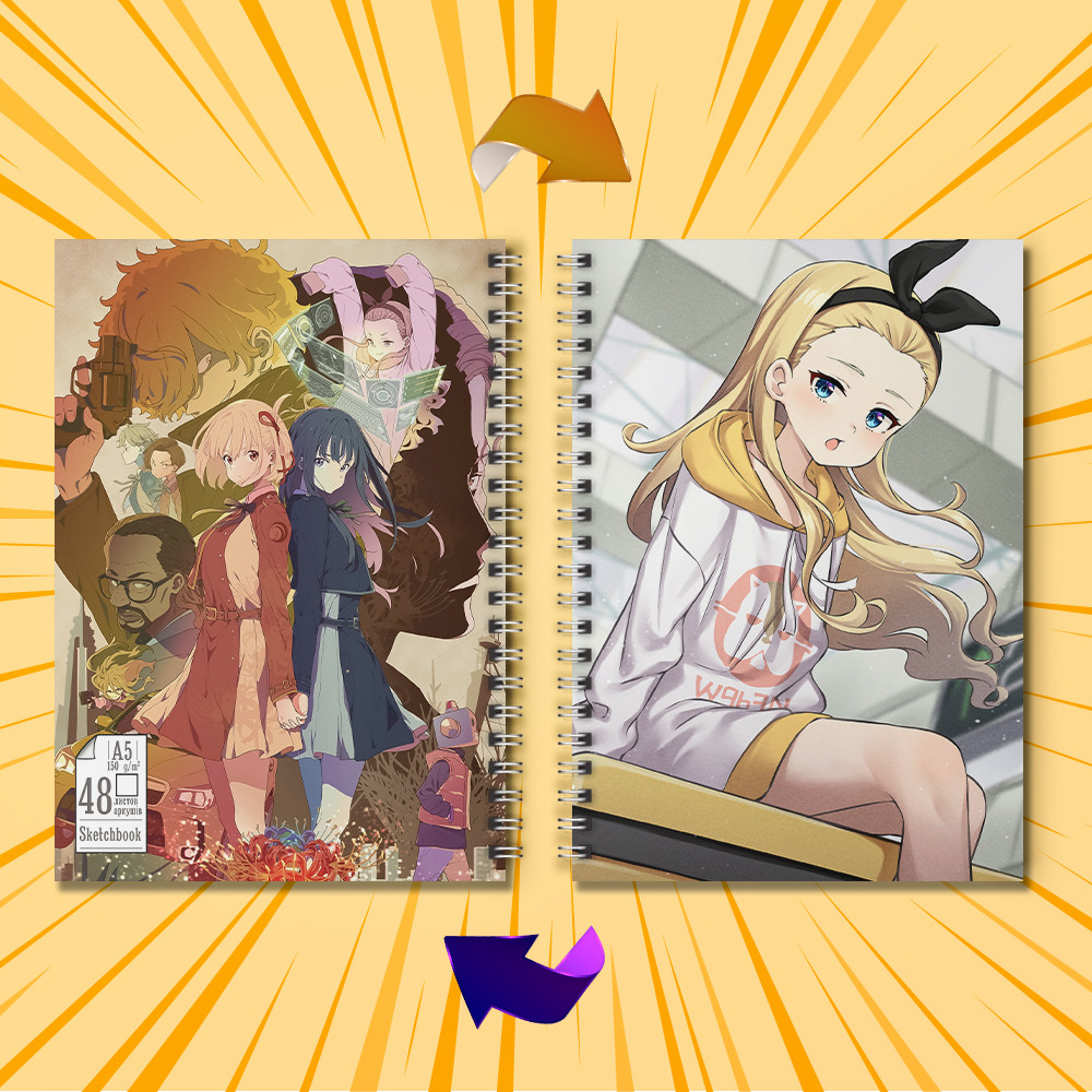 Скетчбук А5 48 арк. 150 гр.м² Lycoris Recoil / Лікоріс Рекоіл 007