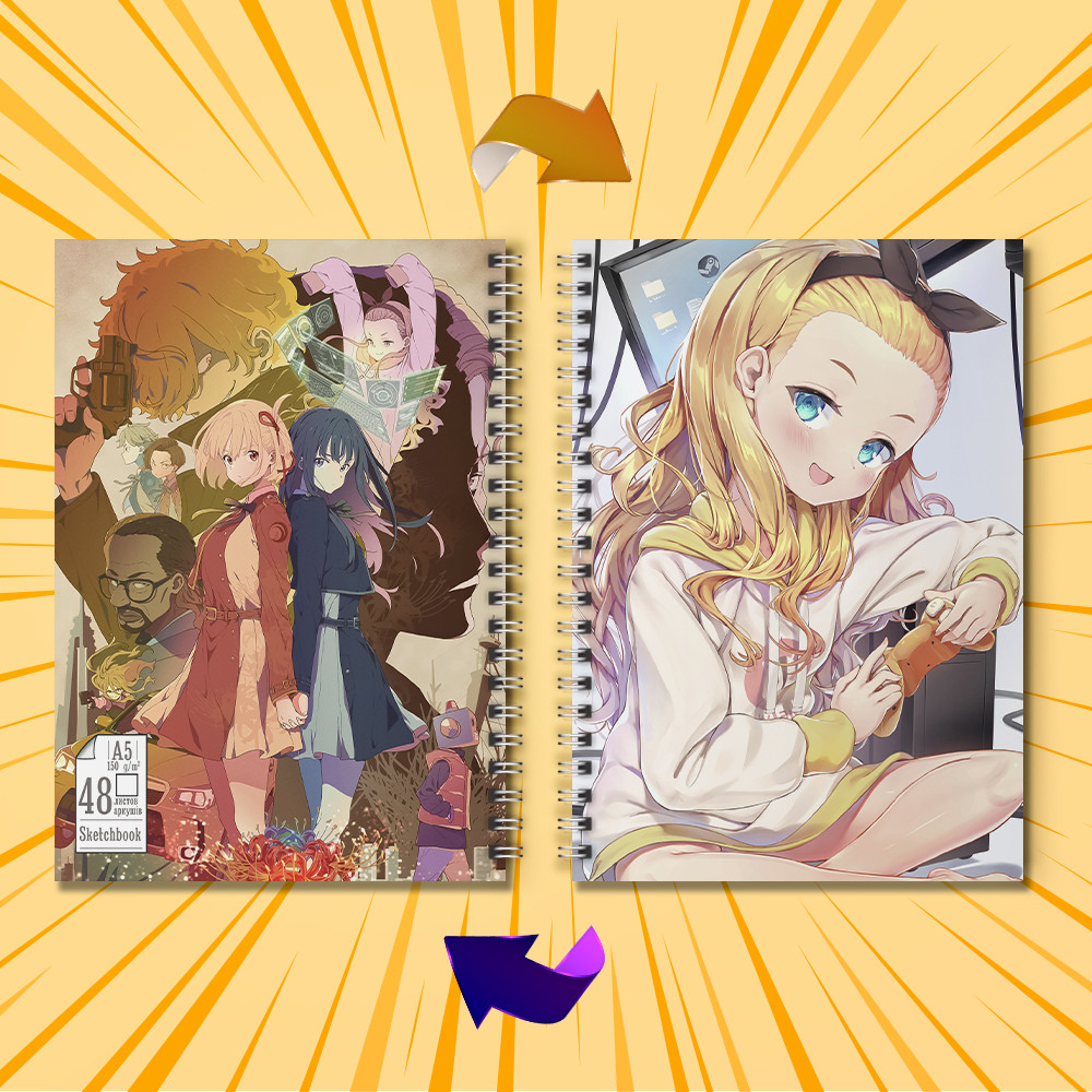 Скетчбук А5 48 арк. 150 гр.м² Lycoris Recoil / Лікоріс Рекоіл 009