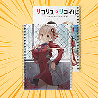 Зошит А5 48 арк. на пружині у клітинку 60 гр.м² Lycoris Recoil / Лікоріс Рекоіл 003