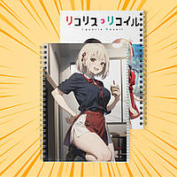 Зошит А5 48 арк. на пружині у клітинку 60 гр.м² Lycoris Recoil / Лікоріс Рекоіл 006