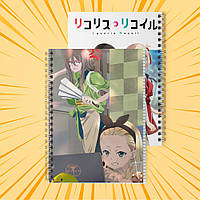 Зошит А5 48 арк. на пружині у клітинку 60 гр.м² Lycoris Recoil / Лікоріс Рекоіл 008