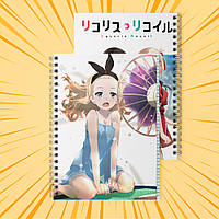 Зошит А5 48 арк. на пружині у клітинку 60 гр.м² Lycoris Recoil / Лікоріс Рекоіл 010