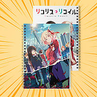 Зошит А5 48 арк. на пружині у клітинку 60 гр.м² Lycoris Recoil / Лікоріс Рекоіл 013