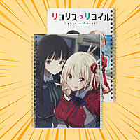 Зошит А5 48 арк. на пружині у клітинку 60 гр.м² Lycoris Recoil / Лікоріс Рекоіл 024