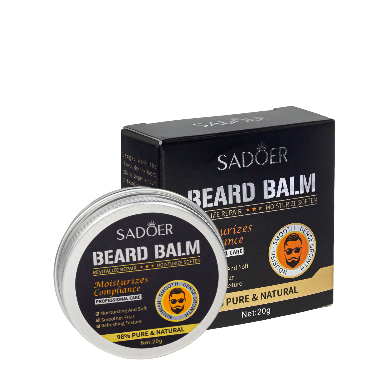 Бальзам для пом'якшення та укладання бороди Sadoer Beard Balm Professional Care 20 г SD32452, фото 1