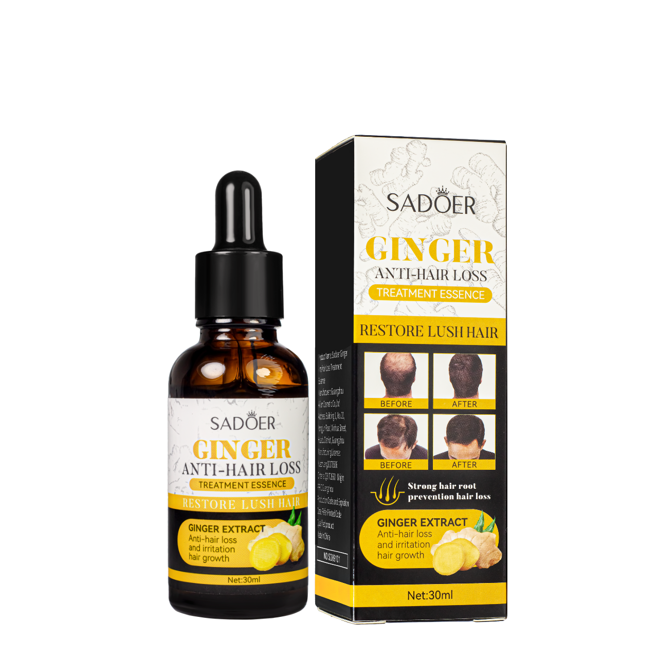 Сироватка против випадіння волосся Sadoer Ginger Anti-Hair Loss з екстрактом імбиру 30 мл SD89101