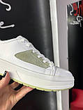 Кросівки жіночі білі шкіряні зелені вставки весна осінь кеди, фото 2