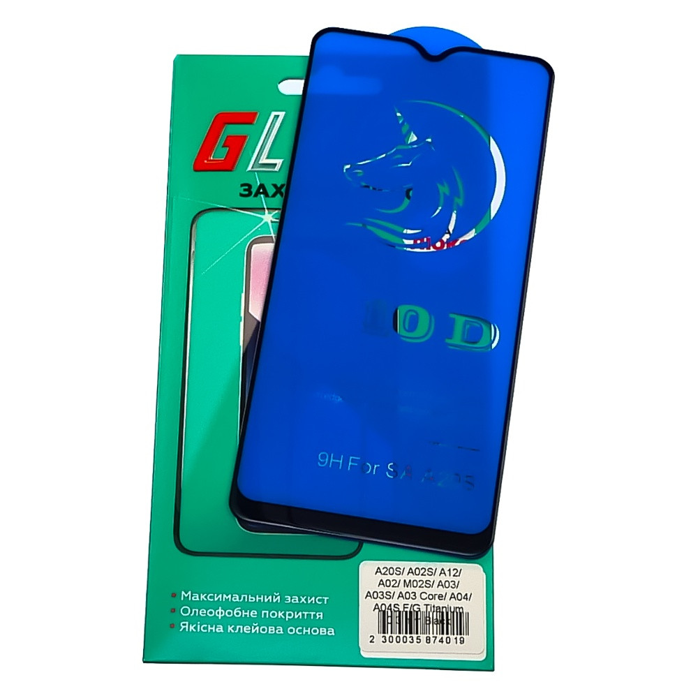 TU TU Защитное стекло для Samsung A20S/ A02S/ A12/ A02/ M02S/ A03/ A03S/ A03 Core/ A04/ A04S Full Glue Titanium (0.3 мм, чёрное), фото 1