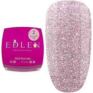 Гель для нарощування EDLEN Builder Flash gel №2 15 мл, світловідбиваючий рожевий