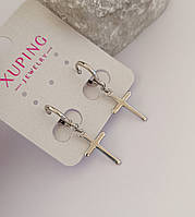 Сережки Xuping Jewelry хрестики колір срібло 3 см