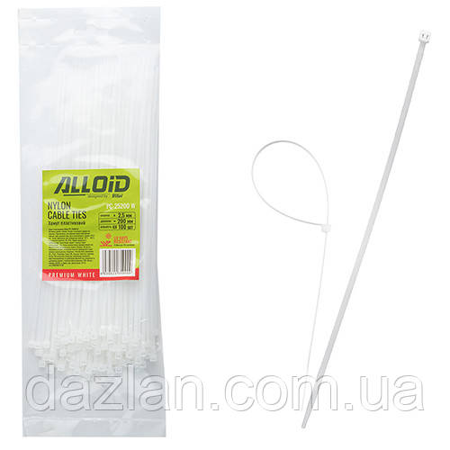 Хомут пластиковий Alloid 2.5 х 200 100 шт./пач білий (PC-25200 W)