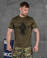 Тактическая потоотводящая футболка Oblivion berserk хаки, мужская военная футболка полиэстер зсу шелкография