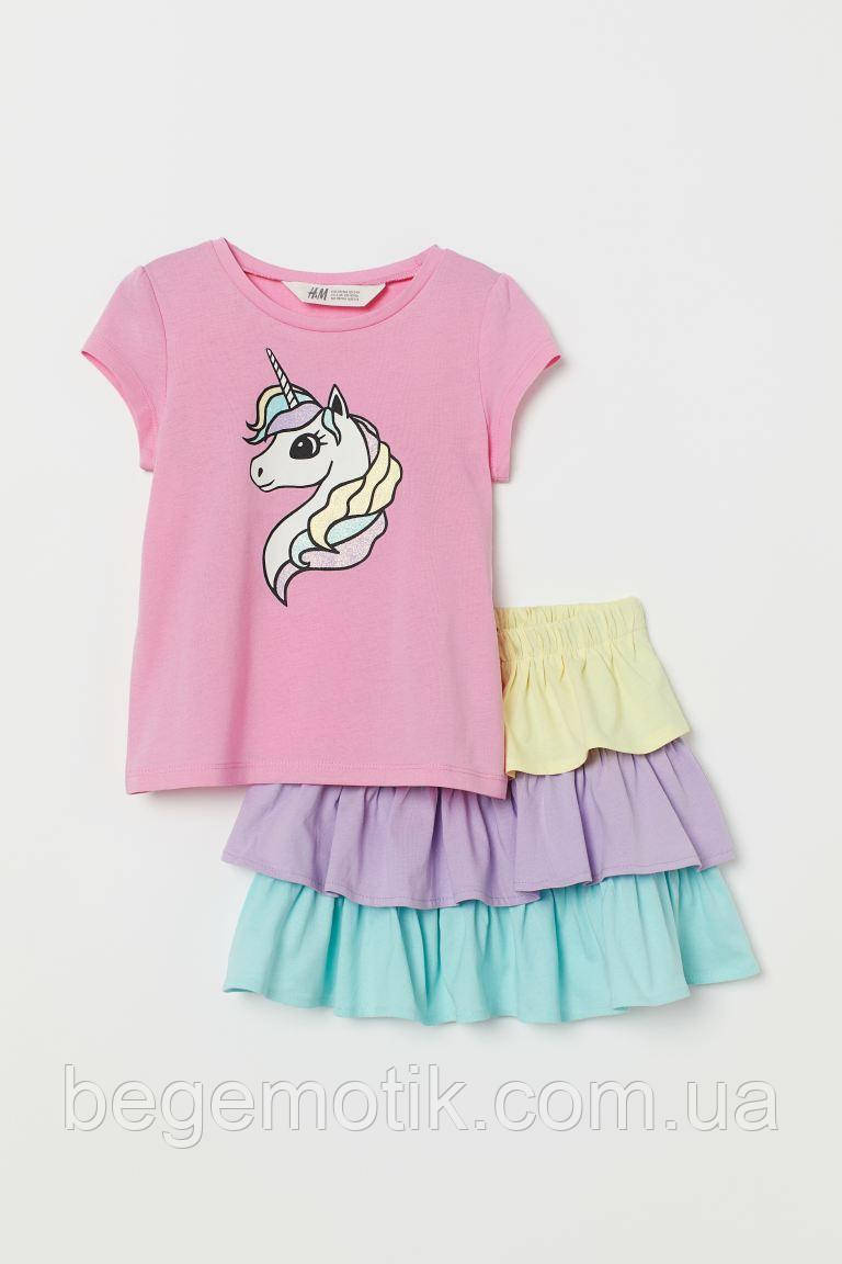 H&M комплект для дівчинки Топ і багатоярусна спідниця 8-10 років зріст 134- 140