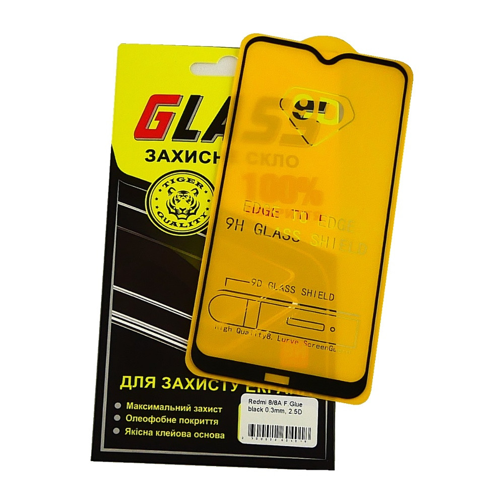 TU TU Защитное стекло для Xiaomi Redmi 8/ 8A Full Glue (0.3 мм, 2.5D, чёрное), фото 1