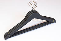 Набор плечиков для одежды деревянных 3 шт. 45 см с SoftTouch покрытием, Чорний