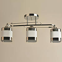 Потолочная люстра со стеклянными хромовыми плафонами с белыми линиями на 3 лампы Е27 Sirius Л 8105/3А CR