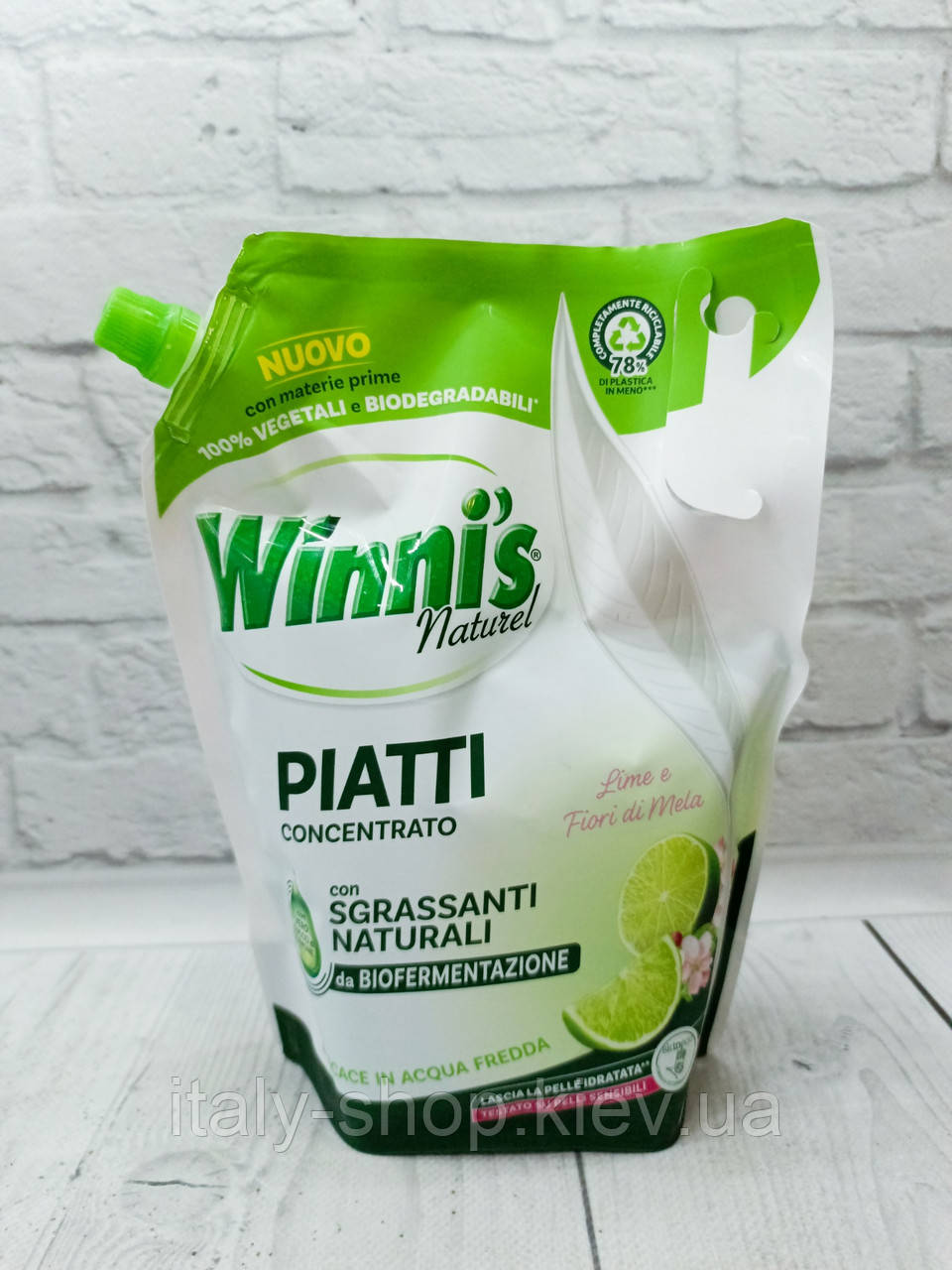 Концентрована рідина для миття посуду з ароматом лайма Winni's Piatti Lime, 900 мл, фото 1