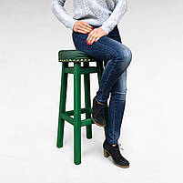 Високий барний табурет з м'яким сидінням Дерев'яний стілець для барної стійки для кухні, бару ПАБу зелений, фото 3