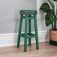Високий барний табурет з м'яким сидінням Дерев'яний стілець для барної стійки для кухні, бару ПАБу зелений, фото 2