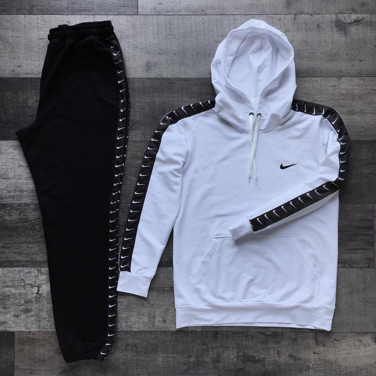 Чоловічий спортивний костюм білий Nike з лампасами Комплект Найк Кофта + Штани весняний осінній