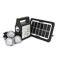 TU  TU Переносной фонарь GD-105+ Solar, 1+1 режим, встроенный аккум-Powerbank 10000mAh, 2USB, 3 лампочки 3W, USB выход, Black, Box