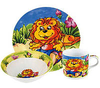 Набор детский 3 предмета "Львенок", тарелка, пиала и кружка