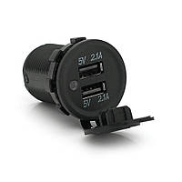 TU  TU Гнездо Авто прикуривателя врезное 5V 2.1A, индикатор+ крышка, корпус пластик