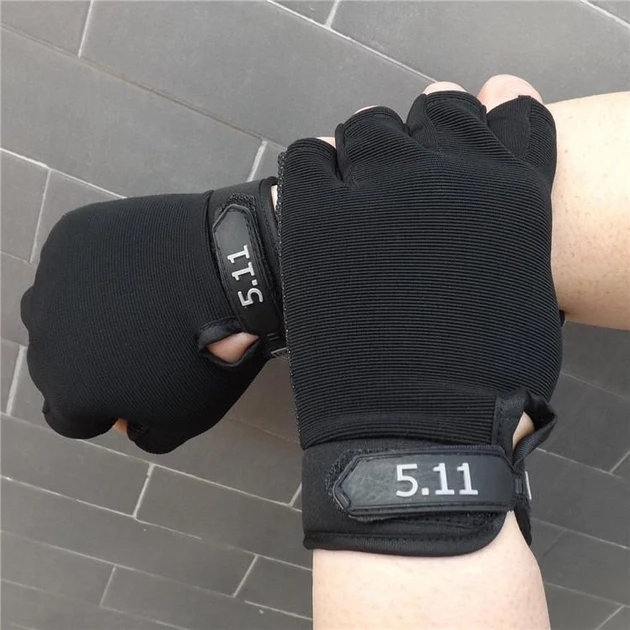 Тактичні рукавички 5.11 короткопалі чорні M