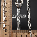Товста срібна цепочка чоловіча з хрестиком. Якірний ланцюг і освячений кулон хрест срібло 925. Довжина 55 см, фото 5