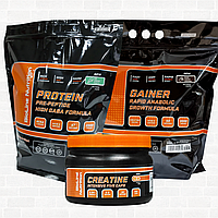 Повний Маса-комплект на 1 Місяць: WHEY PROTEIN WPC+WPH 78% HUNGARY Морозиво 2 кг + Гейнер 1 кг + Шейкер!