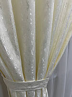 Набор Модные шторы молочного цвета с мраморным узором 150х270см + шифоновая тюль 400см х 270см