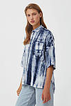 Літня блузка з принтом Finn Flare S21-11021-101 синя S, фото 3