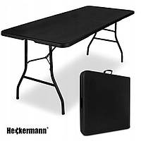 Складной переносной стол Heckermann Black / Стол для туризма и отдыха / Стол-чемодан с компактным хранением