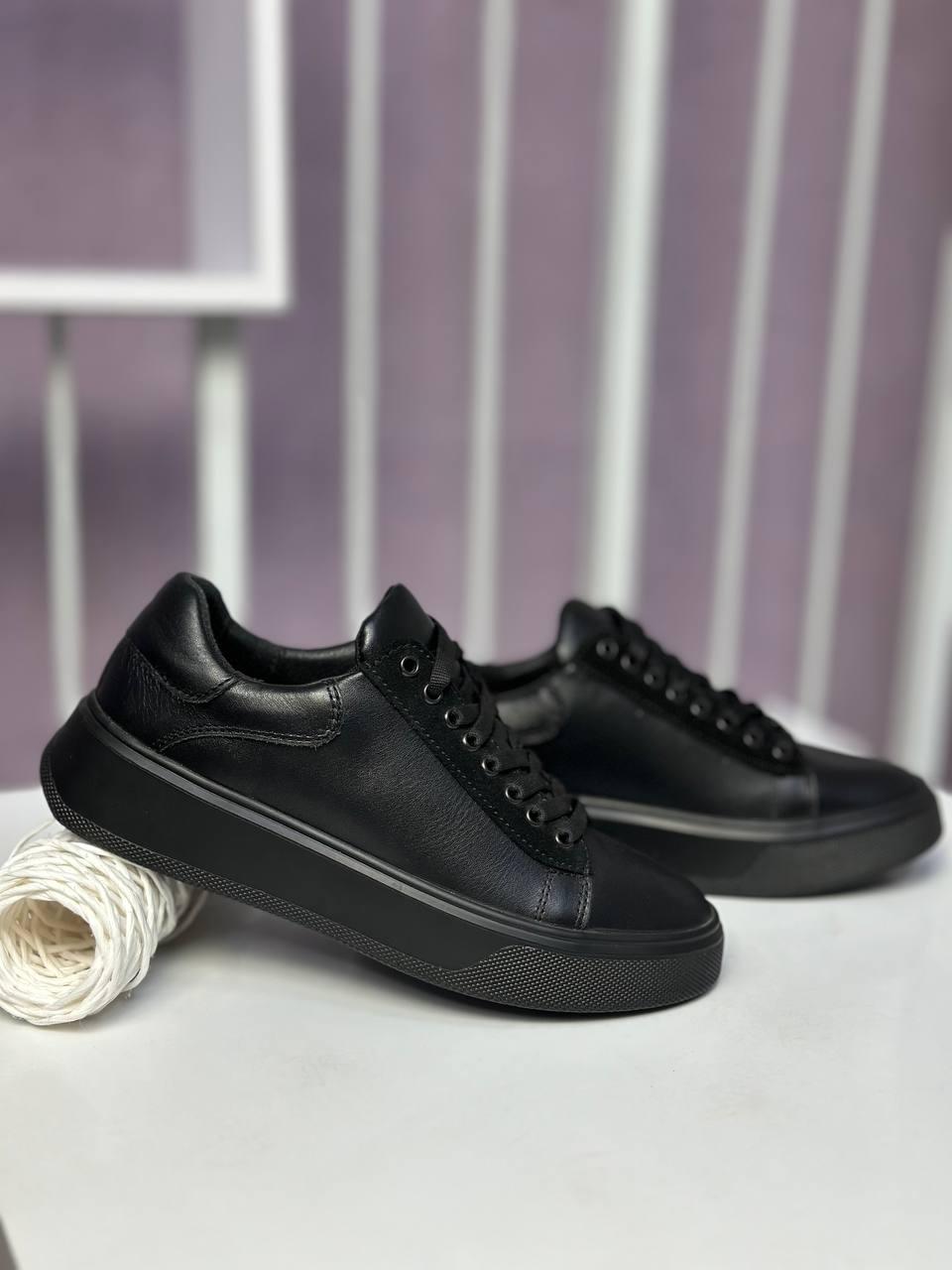 Кросівки жіночі Best Vak чорні шкіряні кеди щоденного вжитку, фото 1