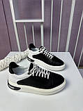 Кросівки жіночі Nivelle чорні з білим шкіряні кеди повсякденні демісезонні, фото 6