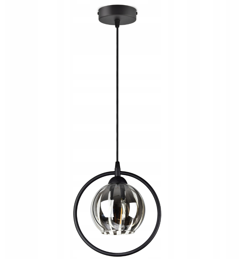 Підвісний світильник люстра підвісний світильник RING чорний зі скляним плафоном у формі кулі 950-EZ1