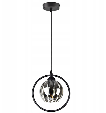 Підвісний світильник люстра підвісний світильник RING чорний зі скляним плафоном у формі кулі 950-EZ1, фото 2