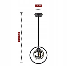 Підвісний світильник люстра підвісний світильник RING чорний зі скляним плафоном у формі кулі 950-EZ1, фото 3