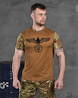 Тактическая потоотводящая футболка Oblivion койот мультикам с липучками, мужская военная футболка полиэстер