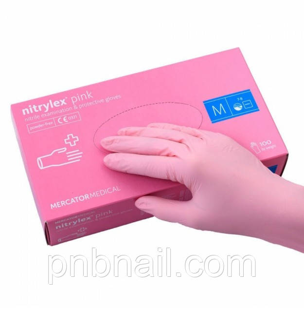 Рукавички нітрилові  NITRYLEX PINK р. М, 100 шт