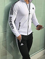 Мужской спортивный костюм Adidas, белый Адидас с черными лампасами