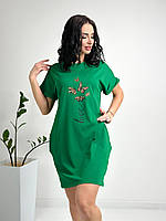 Платье с бабочками женское "Glide" 50/52, Зелёный
