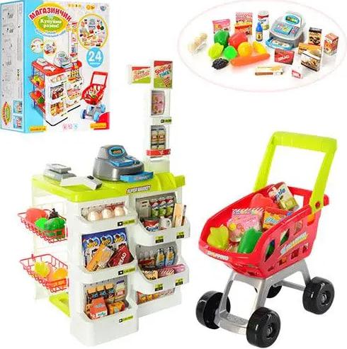 Детский игрушечный набор супермаркет большой магазин касса тележка для продуктов со звуковыми эффектами RTB - фото 1 - id-p2184121466